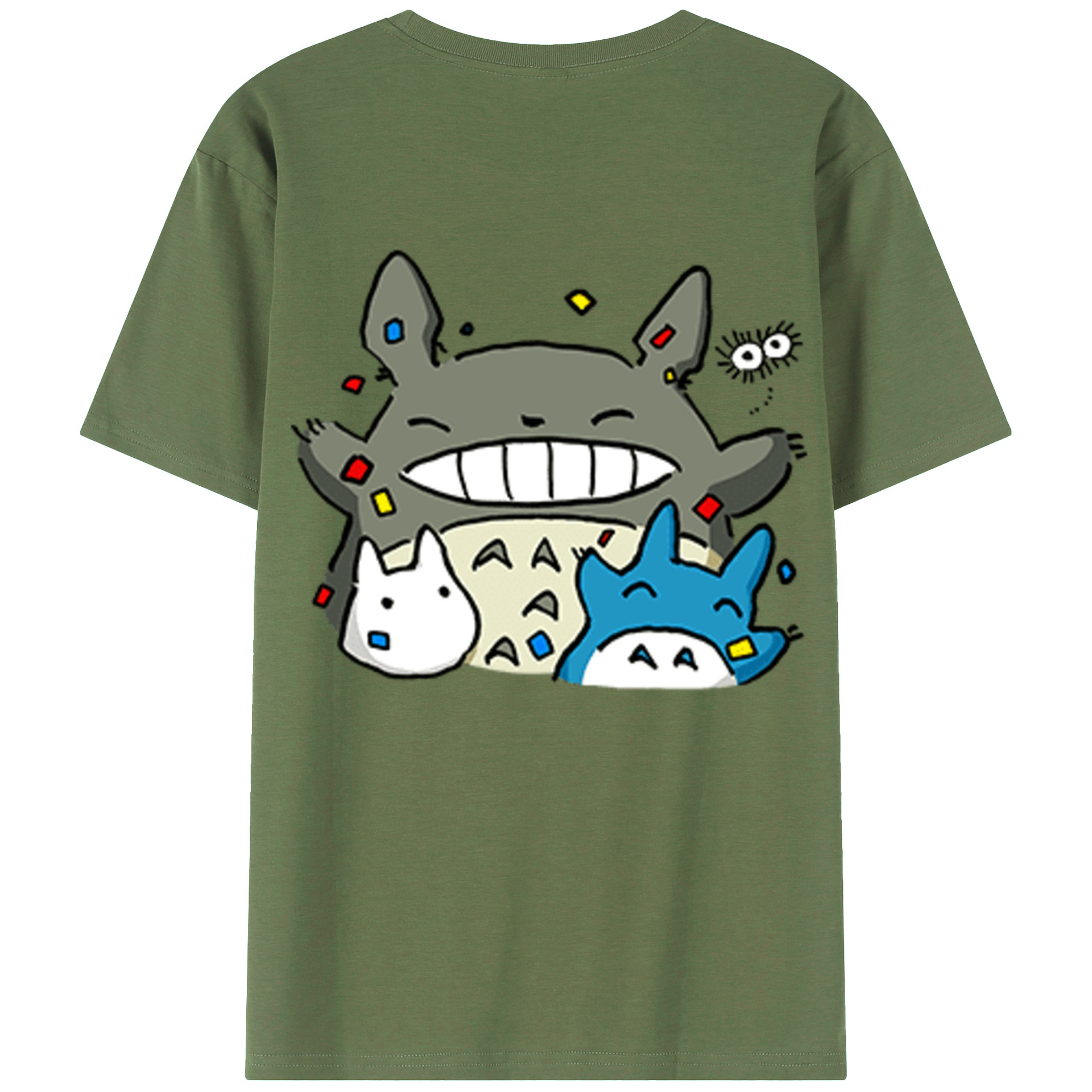（画像用） となりのトトロ 草壁メイ 草壁サツキ My Neighbor Totoro Satsuki Kusakabe Mei Kusakabe 綿100％ メンズ半袖Tシャツ（バックプリント） 通気性